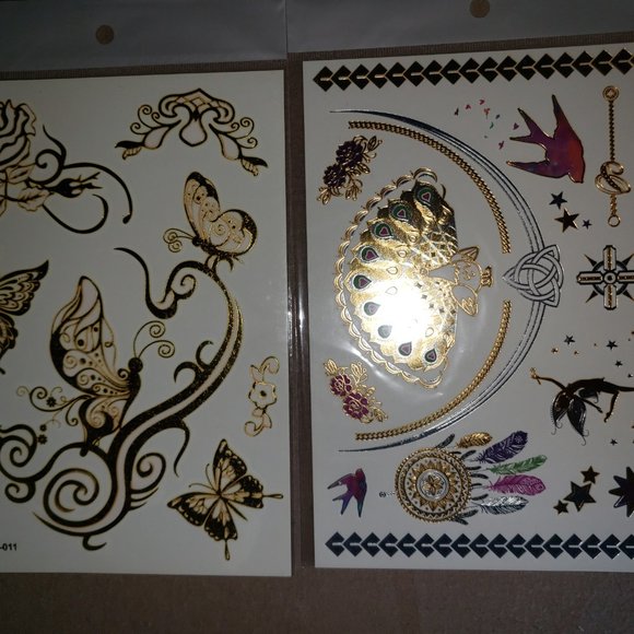 3 sheets Golden Silver Temporary Tattoo - Picture 4 of 11